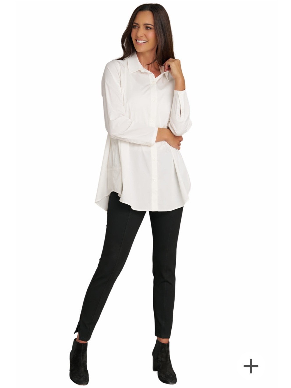 Stella Carakasi Prime Time Tunic Shirt Soft White Organic Cotton NWT Medium